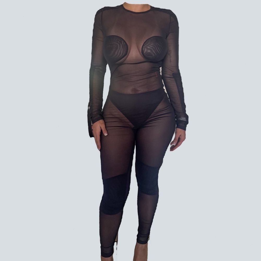 Sheer Black Heron Preston Bodysuit